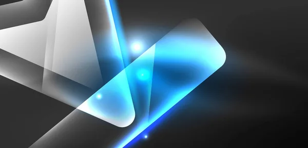 ネオンスピード矢印と線の形状の背景 光沢のある背景を持つハイテクコンセプト 暗闇の中での明るいフレア光の効果 — ストックベクタ