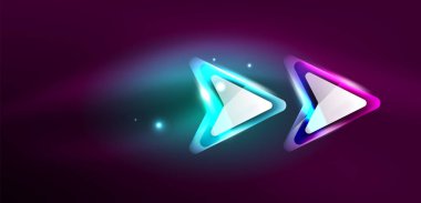 Neon parıldayan tekno çizgiler ve oklar, yüksek teknolojili soyut arkaplan şablonu