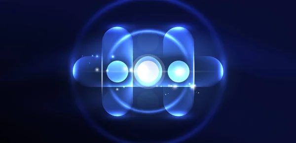 Αφηρημένο Λαμπερό Νέον Φως Techno Κύκλους Φόντο — Διανυσματικό Αρχείο