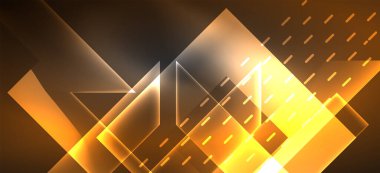 Arkaplanda parlak çizgiler ve geometrik şekiller var. Yapay zeka teknolojisi, engelleme zinciri, dijital, iletişim, 5G, bilim konsepti için karanlık duvar kağıdındaki ışıklar