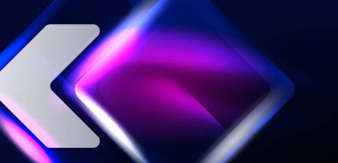 Neon hız oku ve çizgi arka planı şekillendirir. Parlak arka planlı yüksek teknoloji konsepti. Karanlıkta parlayan ışık efekti