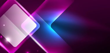 Neon parıldayan tekno çizgiler ve oklar, yüksek teknolojili soyut arkaplan şablonu