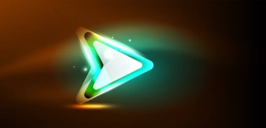 Neon parıldayan tekno çizgiler ve oklar, yüksek teknolojili soyut arkaplan şablonu