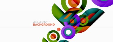 Soyut yuvarlak şekiller arka plan. Minimalist dekorasyon. Çemberleri ve halkaları olan geometrik arkaplan