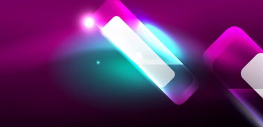 Neon parıldayan tekno çizgiler ve oklar, yüksek teknolojili soyut arkaplan şablonu