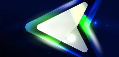 Neon hız oku ve çizgi arka planı şekillendirir. Parlak arka planlı yüksek teknoloji konsepti. Karanlıkta parlayan ışık efekti