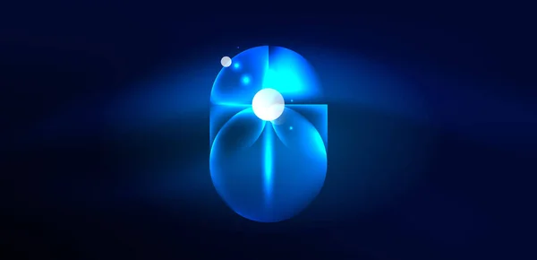 Abstraktní Pozadí Modré Lesklé Zářící Neonové Barvy Kulaté Prvky Kruhy — Stockový vektor