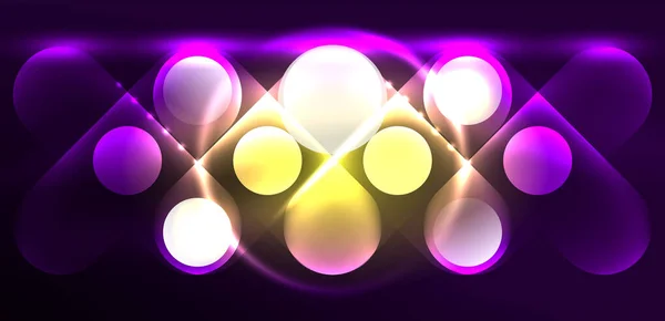 Αφηρημένο Λαμπερό Νέον Φως Techno Κύκλους Φόντο — Διανυσματικό Αρχείο