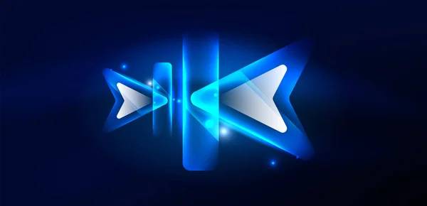 Flèche Vitesse Néon Bleu Forme Ligne Fond Concept Tech Avec — Image vectorielle