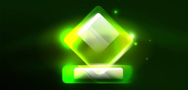 Neon parıldayan tekno çizgiler ve oklar, yüksek teknolojili soyut arkaplan şablonu