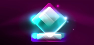 Neon parıldayan tekno çizgiler ve oklar, yüksek teknolojili soyut arkaplan şablonu