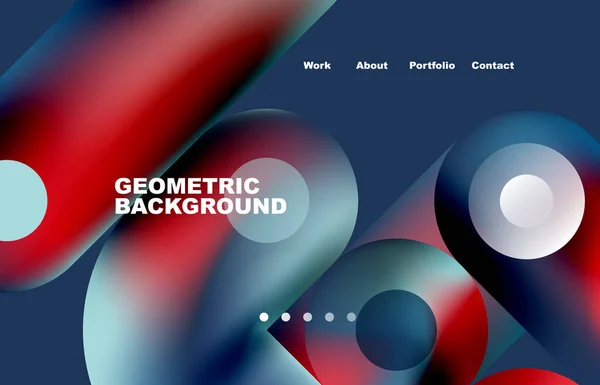 Circles Shapes Landing Page Abstract Geometric Background Web Page Website — Wektor stockowy