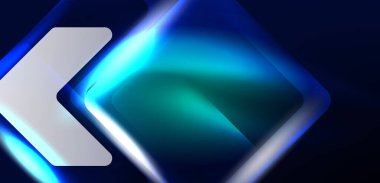 Neon hız oku ve çizgi arka planı şekillendirir. Parlak arka planlı yüksek teknoloji konsepti. Karanlıkta parlayan ışık efekti