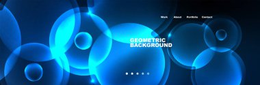Parlak neon daireler ve baloncuklar, karanlık soyut arka plan bulanık sihirli neon ışığı, duvar kağıdı tasarımı
