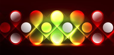 Soyut parlak neon ışıklı tekno daireler arka planı