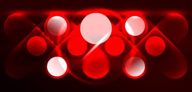 Soyut parlak neon ışıklı tekno daireler arka planı