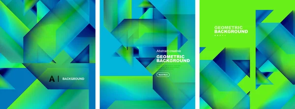 Conjunto Vetorial Fundos Cartazes Geométricos Abstratos Formas Coloridas Com Cores — Vetor de Stock