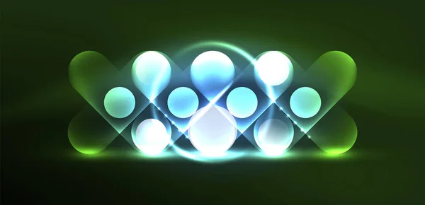 Abstrato Brilhante Neon Luz Techno Círculos Fundo —  Vetores de Stock