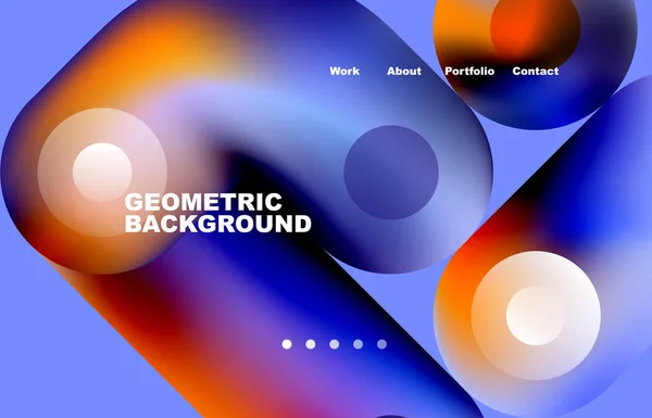 Website Landing Page Abstract Geometric Background Circles Shapes Web Page — Image vectorielle