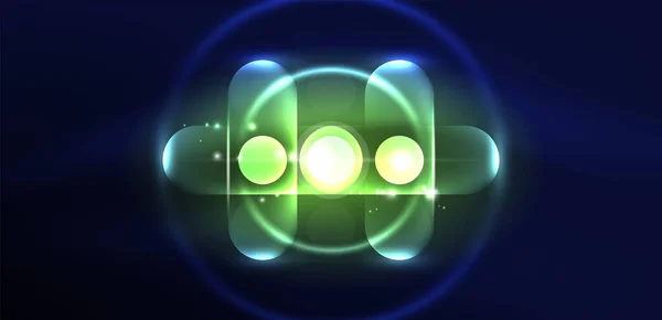 Abstrakte Leuchtende Neon Licht Techno Kreise Hintergrund — Stockvektor