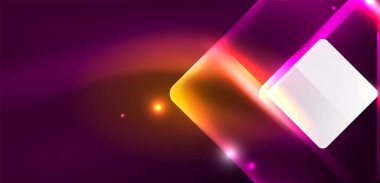 Neon parıldayan tekno çizgiler ve oklar, yüksek teknolojili soyut arkaplan şablonu