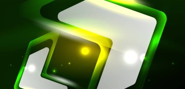 Neon parıldayan tekno çizgiler ve oklar, yüksek teknolojili soyut arkaplan şablonu