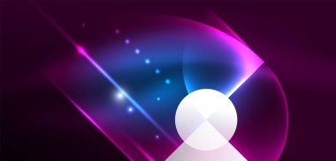 Neon ışığı parlayan daireler vektörü soyut arkaplan