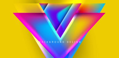 Örtüler, şablonlar, el ilanları, broşürler, afişler için üstüste binen üçgenler ve sıvı gradyanlarla soyut fırın