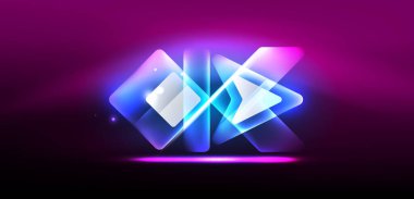 Neon parıldayan tekno çizgiler ve oklar, yüksek teknolojili soyut arkaplan şablonu