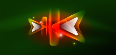 Neon parıldayan tekno çizgiler ve oklar, yüksek teknolojili soyut arkaplan şablonu