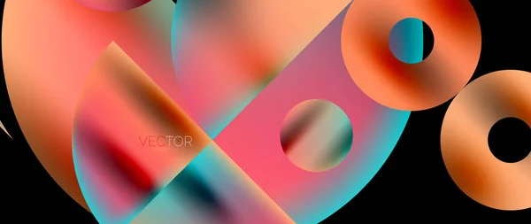 Geometric Abstract Panorama Wallpaper Background Shapes Circles Metallic Color Geometric — Wektor stockowy