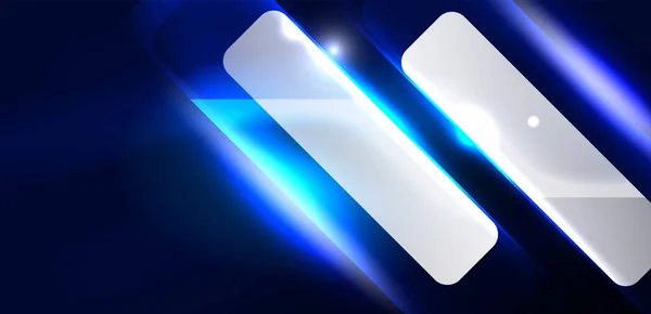 Flèche Vitesse Néon Bleu Forme Ligne Fond Concept Tech Avec — Image vectorielle
