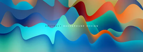 Vågor Med Flytande Färger Dynamisk Abstrakt Bakgrund För Omslag Mallar — Stock vektor