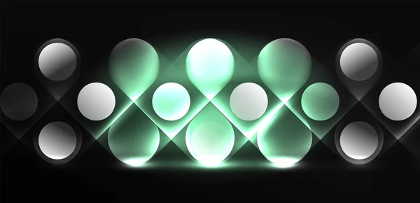 Abstrato Brilhante Neon Luz Techno Círculos Fundo — Vetor de Stock
