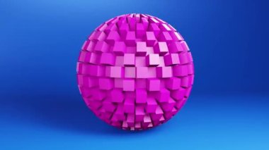 Küp animasyon arkaplanından yapılmış soyut renk küresi. Kusursuz döngü videosu
