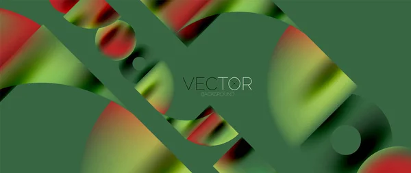 Geometric Abstract Panorama Wallpaper Background Shapes Circles Metallic Color Geometric — Image vectorielle