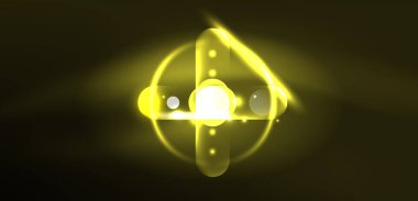 Soyut parlak neon ışıklı tekno daireler arka planı