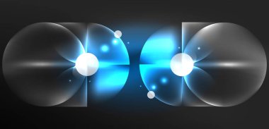 Soyut arka plan mavi parlak neon renkli yuvarlak elementler ve daireler. Duvar kağıdı, bayrak, arkaplan, kart, kitap illüstrasyonu, iniş sayfası için tekno fütüristik vektör ilülasyonu