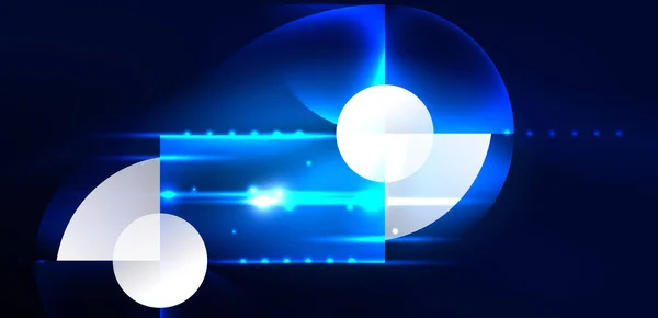 背景为蓝色 发亮的霓虹灯 色泽圆 用于墙纸 背景图 书籍插图 登陆页的技术未来主义向量插图 — 图库矢量图片