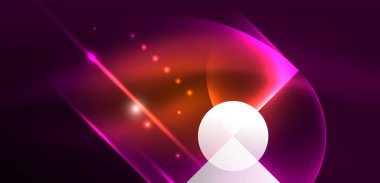 Neon ışığı parlayan daireler vektörü soyut arkaplan