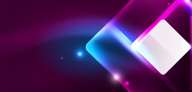 Neon parıldayan tekno çizgiler ve oklar, yüksek teknolojili soyut arkaplan şablonu