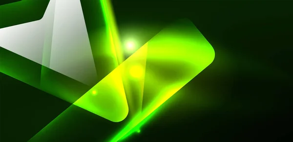 Neon Incandescente Techno Linee Frecce Tech Futuristico Modello Astratto Sfondo — Vettoriale Stock