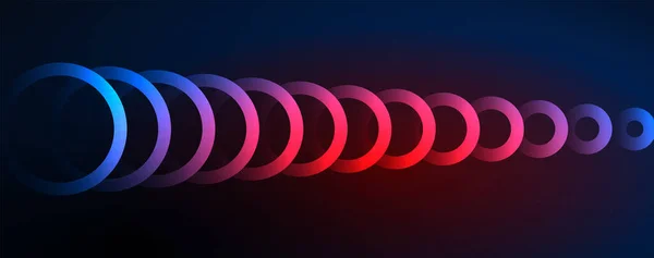Neon Círculos Brilhantes Fundo Abstrato Tecnologia Energia Espaço Luz Conceito — Vetor de Stock