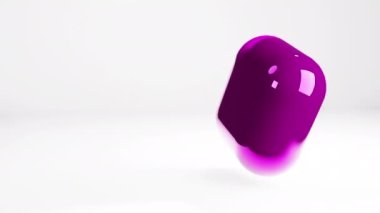Mor krom parlak, soyut geometrik şekil beyaz ışık alanı arka planında. Kusursuz 3d döngü video canlandırması