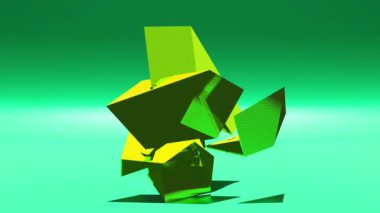 Animation wallpaper - rotating glossy abstract composition. Futuristic scene with 3d geometric form background. Motion graphics seamless looping video