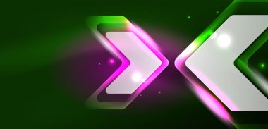 Neon parıldayan tekno çizgiler ve oklar, yüksek teknolojili soyut arkaplan şablonu