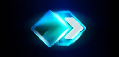 Neon hız oku ve çizgi arka planı şekillendirir. Parlak arka planlı yüksek teknoloji konsepti. Karanlıkta parlayan ışık efekti