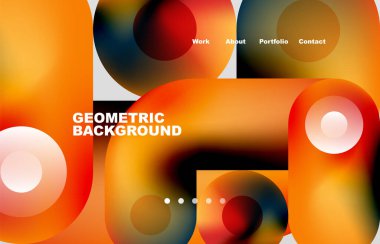 Circles and round shapes landing page abstract geometric background. Web page for website or mobile app wallpaper