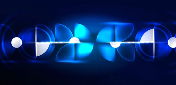 Abstrakt Bakgrund Blå Glänsande Glödande Neon Färg Runda Element Och — Stock vektor