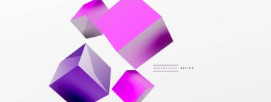 3d küp vektör soyut arkaplan. 3d kare şeklindeki temel geometrik elementlerin bileşimi. Duvar kağıdı, afiş, arkaplan veya iniş için moda tekno iş şablonu